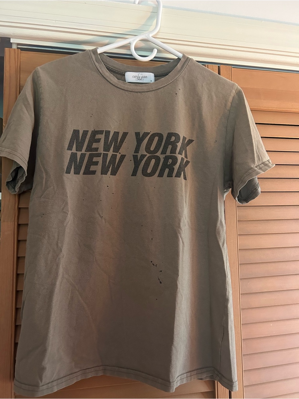 Carly Jean Los Angeles Crewneck Tee in Olive Taupe